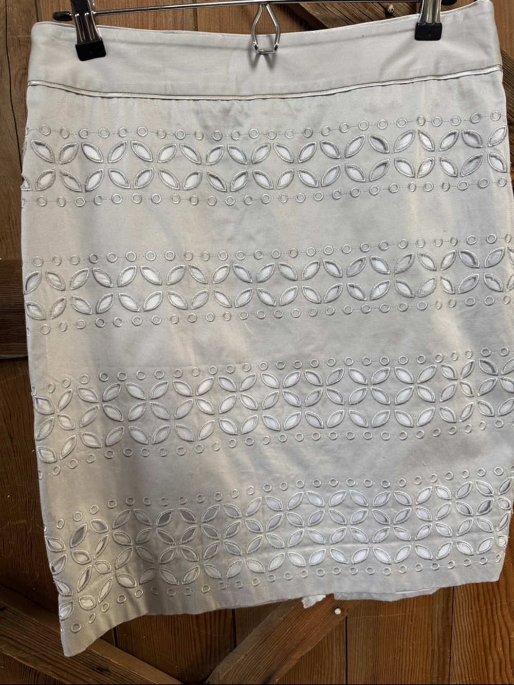 White House Black Market White Eyelet Pencil Skirt